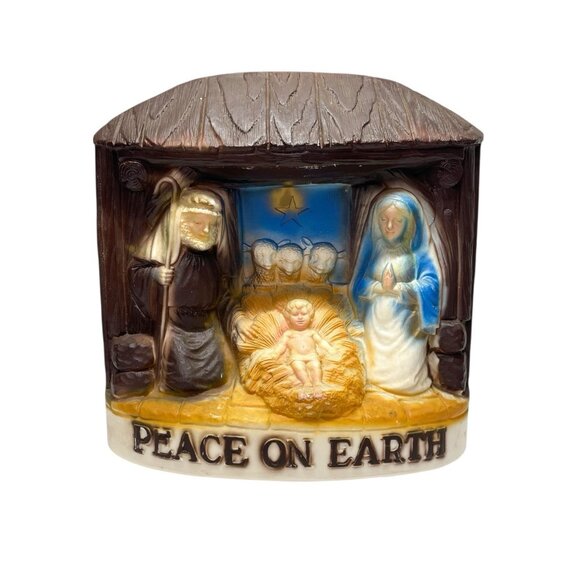 Vintage DAPOL Plastics Christmas Peace On Earth Nativity Manger Blow Mold 1973 - Picture 2 of 15